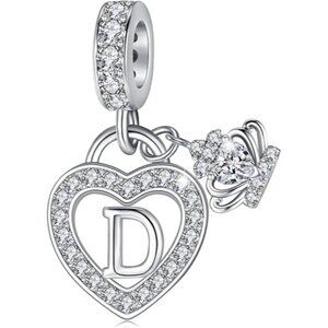 Letter D Letter Charms Silver Heart Alphabet Initial Dangle Charms